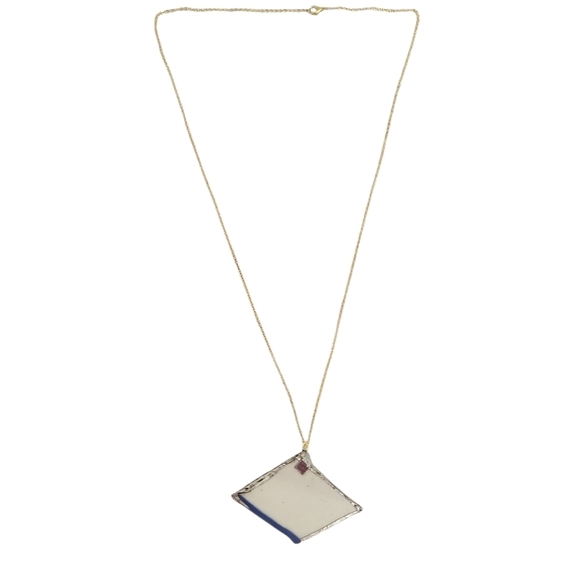 Upcycled Temptations Gold Plated Broken Ceramic Snowflake Necklace - Picture 4 of 4